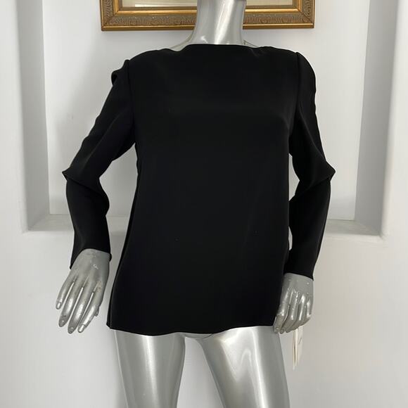 Valentino Black Long Sleeves Blouse Top  Size 10 Cowl And Bow back  Size 10 NWT - Picture 4 of 15